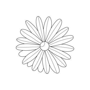 Karalama şeklinde papatya çiçeği. Zendogru elementleri olan yetişkinler için botanik kitabı sayfası boyama. Vektör el izole edildi.