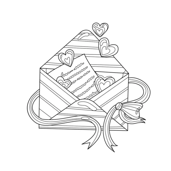 Carta Amor Com Arco Decorativo Corações Para Amante Desenho Para — Vetor de Stock