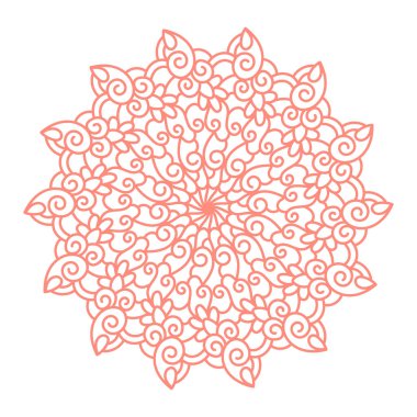 Kıvrımlı, kıvrımlı ve dekoratif unsurlarla süslü bir mandala. Karalama ve zamazingo öğeleriyle yetişkinler için boyama kitabı sayfası. Vektör el izole edildi.