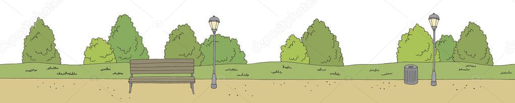 Park graphic color long landscape sketch illustration vector vector Park graphic color long landscape sketch illustration vector vector