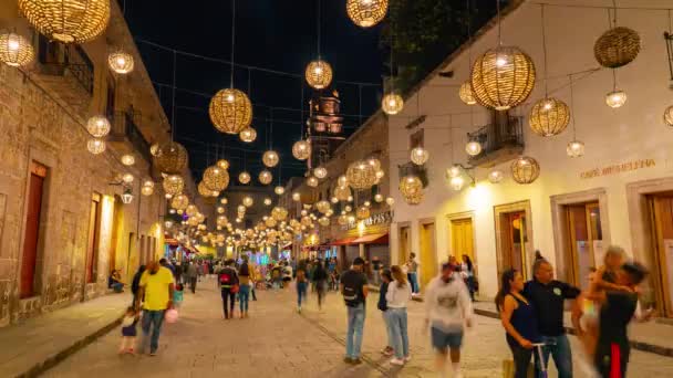 Morelia Michoacan Mexico Lgo 2021 Kom Maar Binnen Voetgangersstraat Hidalgo — Stockvideo