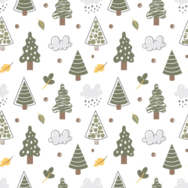 Simple Tree Seamless Pattern Organic Style — стоковый вектор