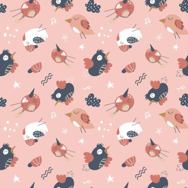 Şirin kuş organik tarzda kusursuz desen