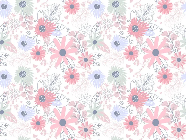 Abstract Floral seamless pattern in organic hand drawn style and pastel color