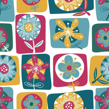 Colorful floral seamless pattern, flowers pattern theme