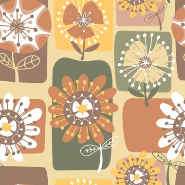 Colorful fall pattern, floral seamless pattern in pastel colors, autumn pattern theme