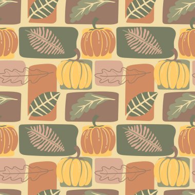 Trendy pattern with autumn theme, pumkins pattern in bohemian style suitable for fabric print, wallpaper,wrapping and apparel.