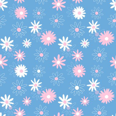 Daisy dream pattern with beautiful pastel color, trendy floral seamless pattern, suitable for fabric print, textile, wallpaper, background and apparel.