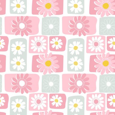 Daisy dream pattern with beautiful pastel color, trendy floral seamless pattern, suitable for fabric print, textile, wallpaper, background and apparel.