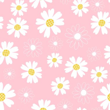 Daisy dream pattern with beautiful pastel color, trendy floral seamless pattern, suitable for fabric print, textile, wallpaper, background and apparel.