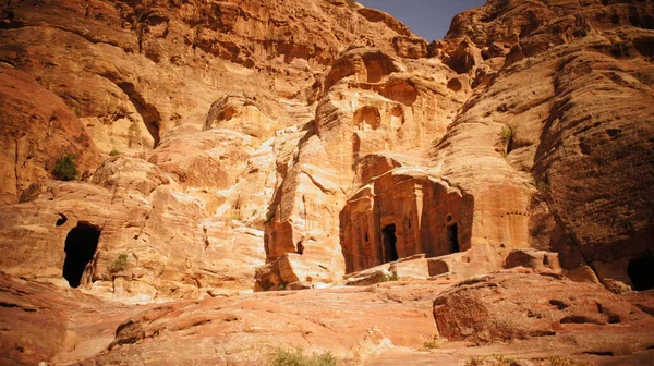 Petra Jordânia Fevereiro 2018 Formações Rochosas Cidade Vermelha Antigo Mosteiro — Fotografia de Stock