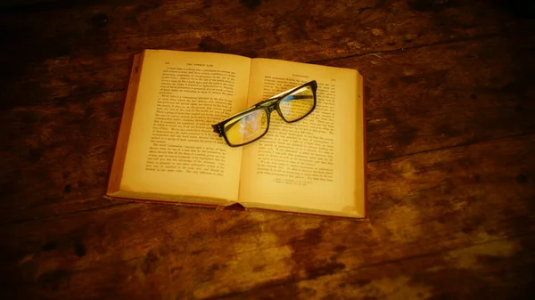 Glasses Book Open Pages — Stock Photo, Image