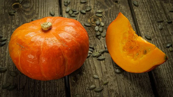 Healthy Ripe Pumpkin Pumpkin Seeds Rustic Vintage Farm Style — Foto de Stock