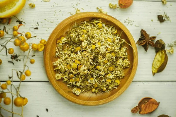 Chamomile Herbal Tea Health Tea Ingredients Clove Saffron Verbena Louise —  Fotos de Stock