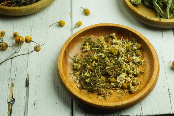 Chamomile Herbal Tea Health Tea Ingredients Clove Saffron Verbena Louise — Foto de Stock