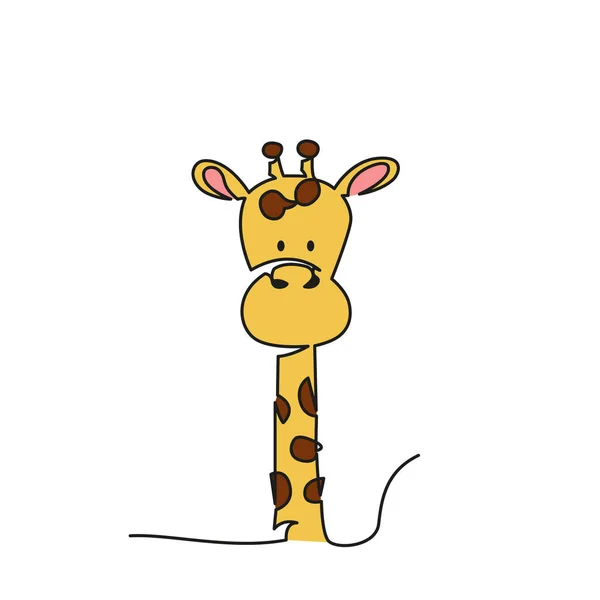 Continuous One Line Drawing Giraffe Symbol Logo Giraffe — Wektor stockowy