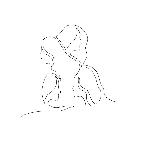 Carte Vœux Happy Women Day Illustration Lignes Continues Dessinant Des — Image vectorielle