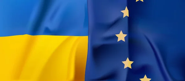 Flagge Der Ukraine Und Der Europäischen Union Vektor — Stockvektor