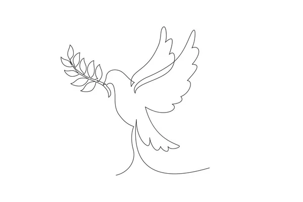 Colombe Paix Illustration Dessin Ligne Continue Oiseau Volant Concept Paix — Image vectorielle