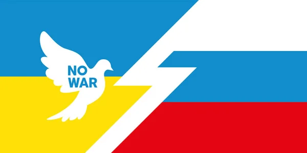 Kein Krieg Flagge Der Ukraine Und Russlands Friedenstaube — Stockvektor