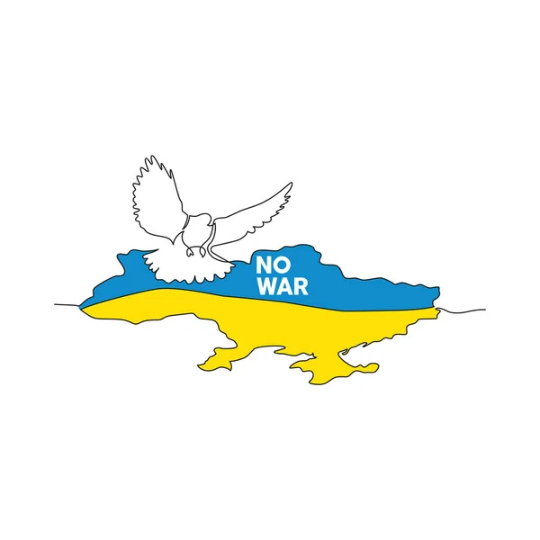 Friedenstaube Über Der Ukraine Illustration Kontinuierliche Linienzeichnung — Stockvektor