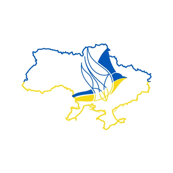 Kein Krieg Unterstützt Die Ukraine Ukraine Karte Friedenstaube — Stockvektor