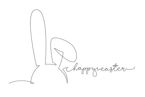 Wesołych Świąt Wielkanocnych Easter Bunny Uszy Ilustracja Ciągły Rysunek Linii — Wektor stockowy