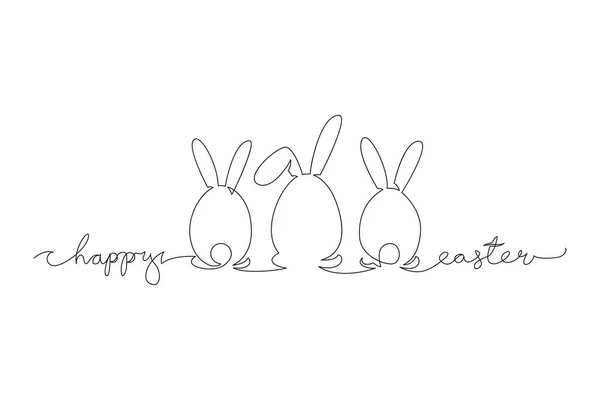 Size çok mutlu bir Paskalya dilerim. Paskalya Tavşanı illüstrasyonu kesintisiz çizgi çizimi.