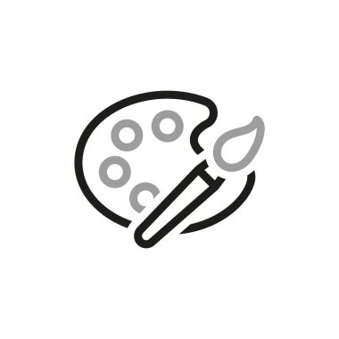 Basit Fırçalar ve İlgili Vektör Satırı Simgeleri Boyama.