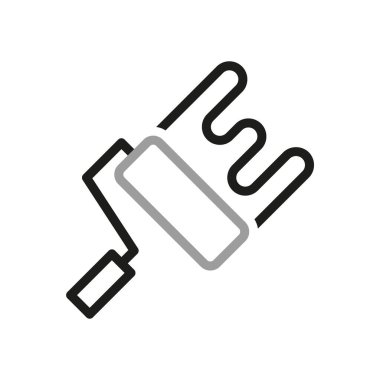 Basit Fırçalar ve Resimli Vektör Çizgisi Simgeleri. Boya silindiri.