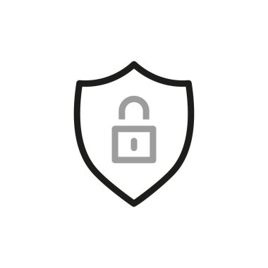 Basit Kilitler İlgili Vektör Satırı Simgeleri. Kalkan ve Güvenlik.