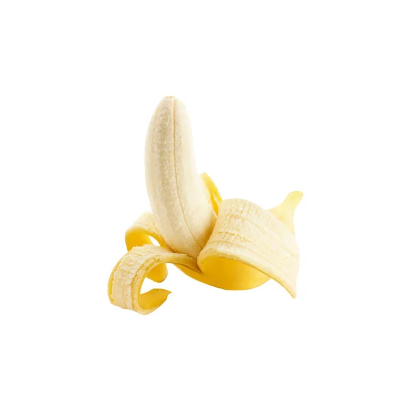 Single Banana Isolated Beautiful Edible Yellow Banana Peeled Banana — Vetor de Stock