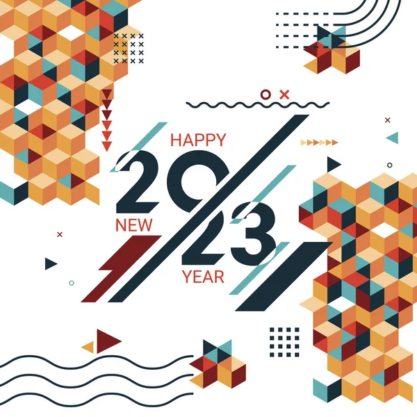 Frohes Neues Jahr 2023 Cover Mit Modernen Geometrischen Abstrakten Hintergrund — Stockvektor