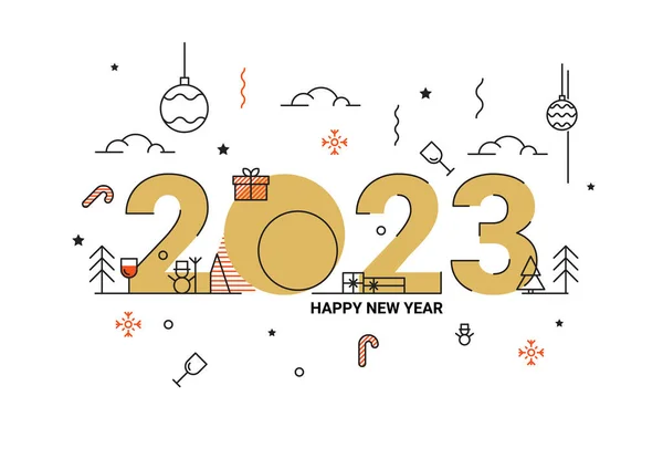 Mutlu yıllar 2023 tebrik kartı. Geçmiş için vektör illüstrasyon kavramı, tebrik kartı, web sitesi afişi, sosyal medya afişi, pazarlama materyali.