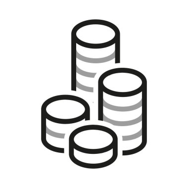 Sikkelerin Basit İlgili Simgeler. Bozukluklu yığın simgesi. İnternet simgeleri ile bağlantı kurun. Düzenlenebilir vektör vuruşu.