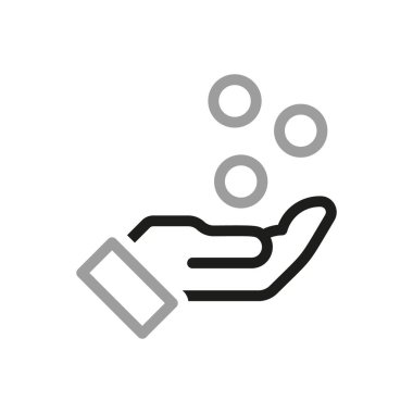 Sikkelerin Basit İlgili Simgeler. Eline para ikonu düşüyor. İnternet simgeleri ile bağlantı kurun. Düzenlenebilir vektör vuruşu.