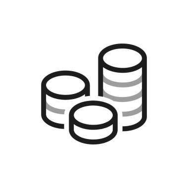 Sikkelerin Basit İlgili Simgeler. Bozukluklu yığın simgesi. İnternet simgeleri ile bağlantı kurun. Düzenlenebilir vektör vuruşu.