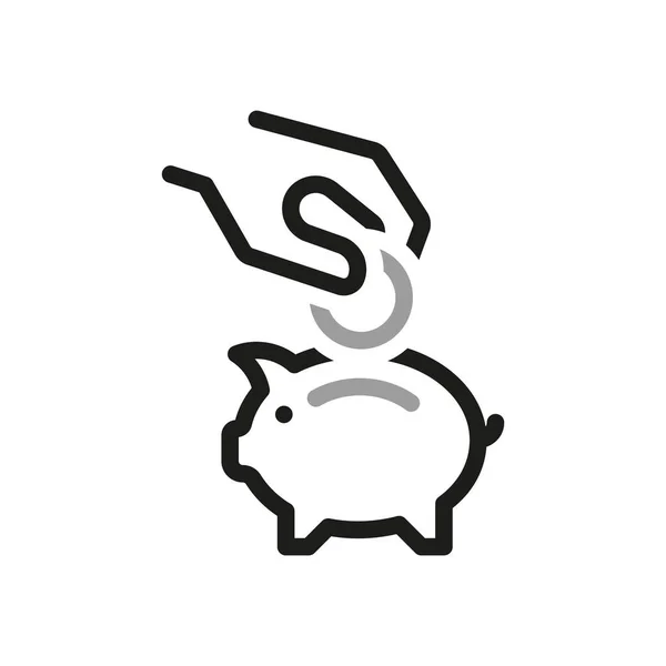 コイン関連のアイコンのシンプル 豚の形をした貯金箱のアイコン ラインスタイルでWebアイコンにお問い合わせください 編集可能なベクトルストローク — ストックベクタ