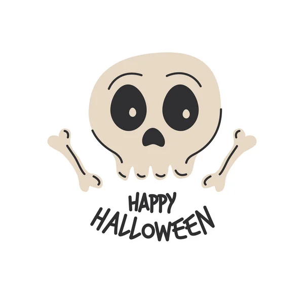 Skull Bones Halloween Greeting Card Poster Party Sign Concept Illustration — Vector de stock