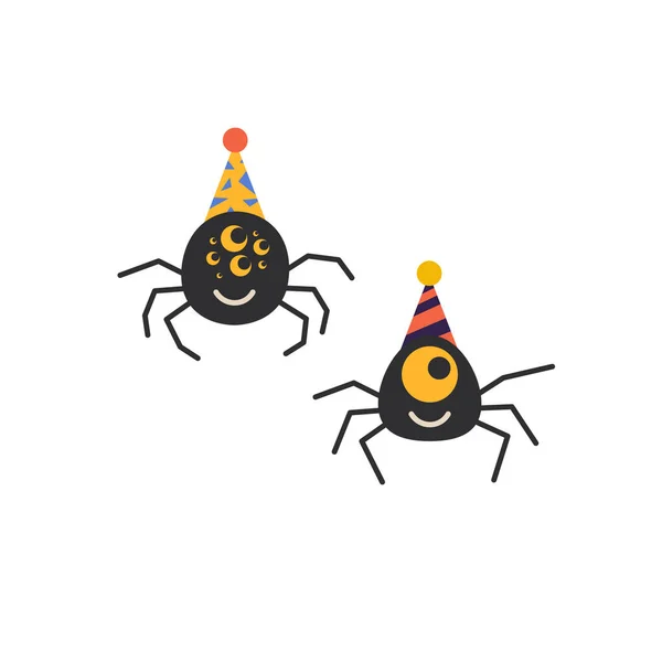 Spider Set Halloween Greeting Card Poster Party Sign Concept Illustration — Stockvector