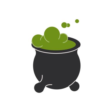 Boiler for Halloween greeting card and poster, party sign. Concept illustration with Sign and symbol. Flat design cartoon element.