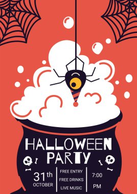 Halloween greeting card and poster, party sign. Concept illustration with Sign and symbol. Flat design cartoon element.