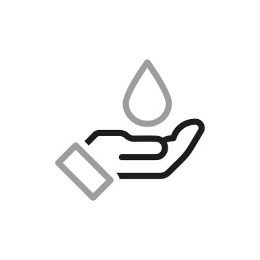 Simple of hand holding oil vector Line Icon. Icon for renewable energy, green technology. Design elements for you projects.
