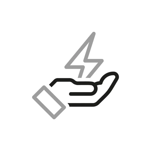 Simple Hand Holding Lightning Vector Line Icon Icon Renewable Energy —  Vetores de Stock