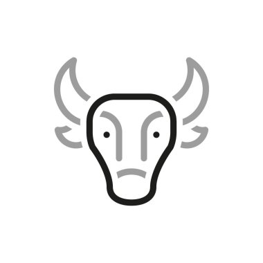 Mali İlişkili Vektör Hattı Simgesi Basit. İçinde boğa gibi simgeler var. İnce dış hat simgesi paketi.