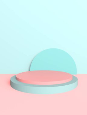 3D ürün sergisi için podyum. Gül mavisi şeker rengi