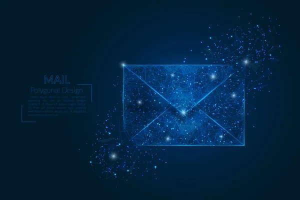 Bir mektubun, postanın ya da mesajın soyut izole edilmiş görüntüsü. Çokgen çizimler, gece gökyüzündeki yıldızlara benzer. Ya da cam kırıklarına. Web sitesi, web, internet için dijital tasarım.