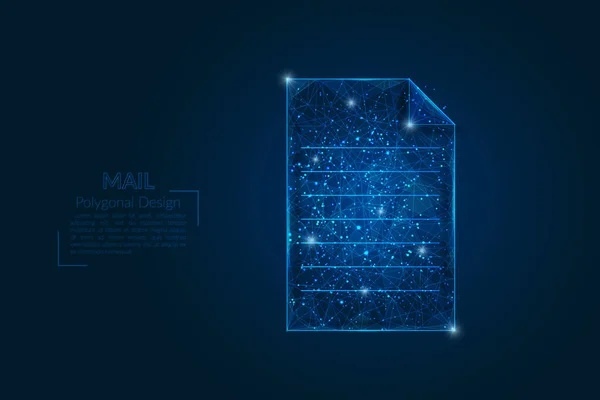 Bir mektubun, postanın ya da mesajın soyut izole edilmiş görüntüsü. Çokgen çizimler, gece gökyüzündeki yıldızlara benzer. Ya da cam kırıklarına. Web sitesi, web, internet için dijital tasarım.