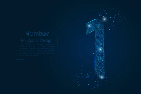 Bir numaranın soyut mavi görüntüsü. Çokgen çizimler, gece gökyüzündeki yıldızlara benzer. Ya da cam kırıklarına. Web sitesi, web, internet için dijital tasarım.