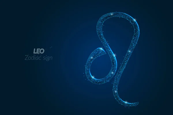 Abstract futuristic image of leo zodiac sign. Astrological horoscope characteristic. Polygonal vector illustration looks like stars in the blask night sky in spase. Digital low poly design. — Stock Vector